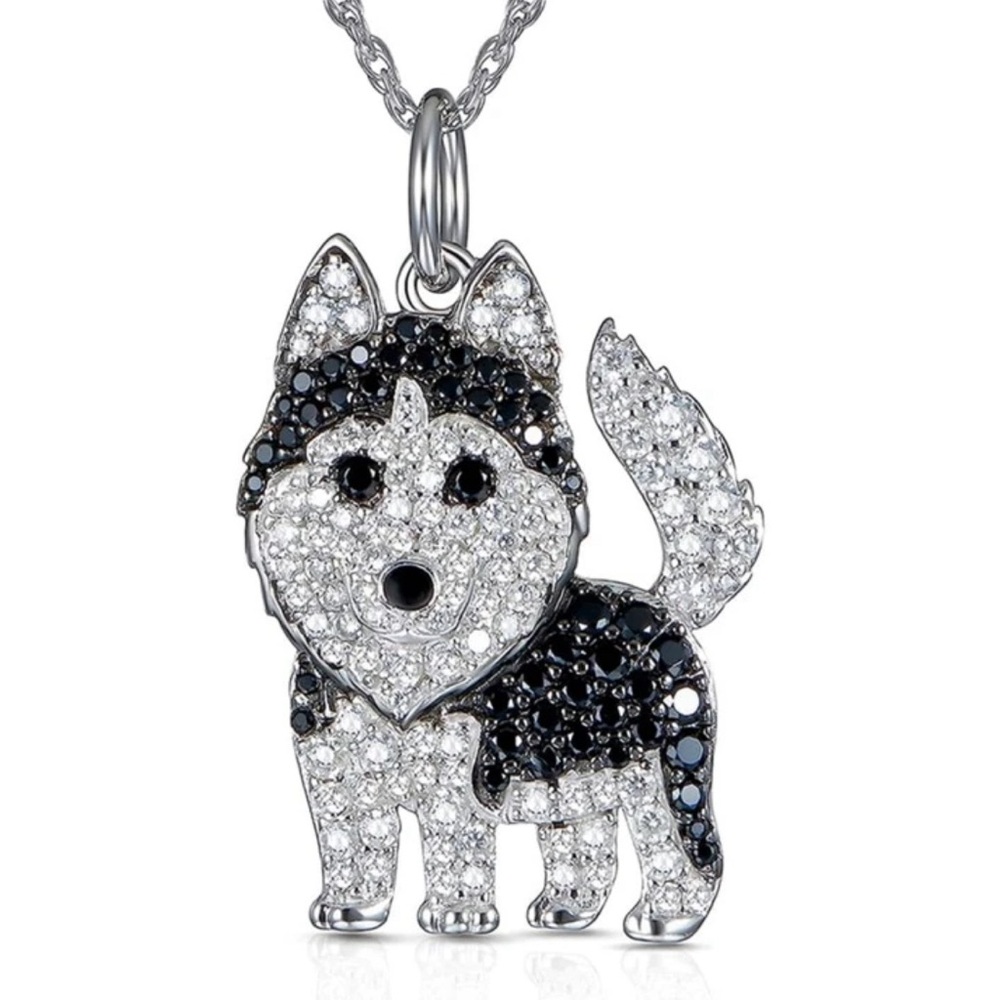 Husky Dog Rhinestone Necklace - Picture 3 of 4